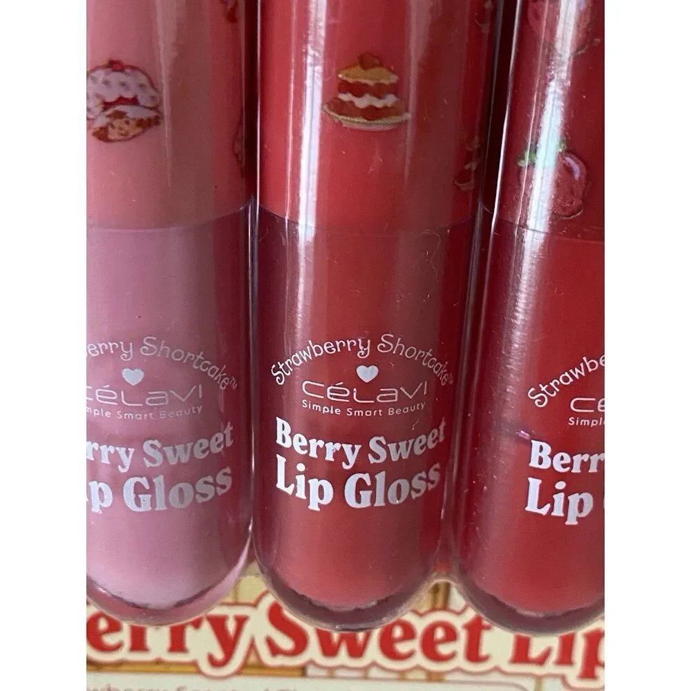 Set Of 3 Celavi STRAWBERRY SHORTCAKE‎ BERRY SWEET Tinted Scented Lip Gloss Trio